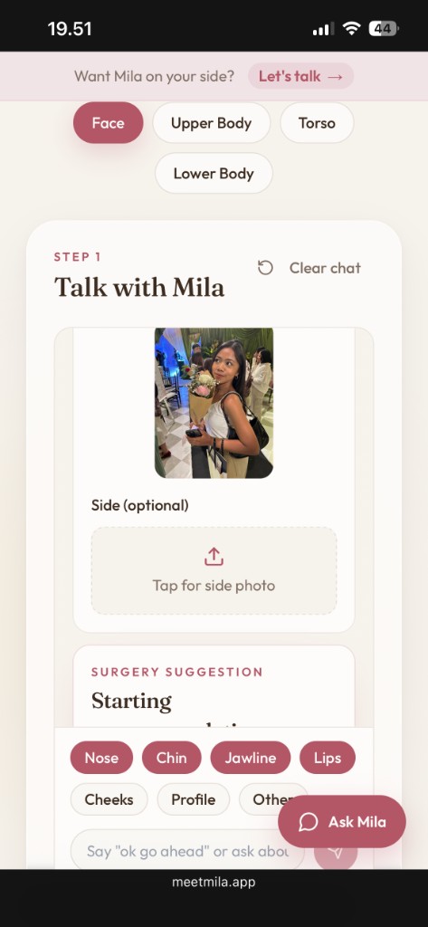 MeetMila patient preview on a phone
